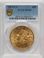 1875-CC $20 Liberty Double Eagle PCGS MS62
