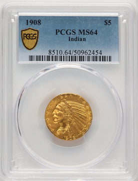 1908 $5 Indian Indian Half Eagle PCGS MS64 (772300008)
