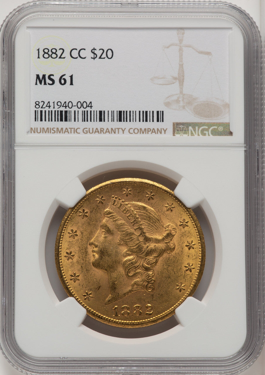 1882-CC $20 Liberty Double Eagle NGC MS61 (772309017)