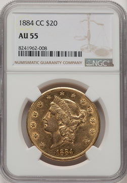 1884-CC $20 Liberty Double Eagle NGC AU55 (771925028)