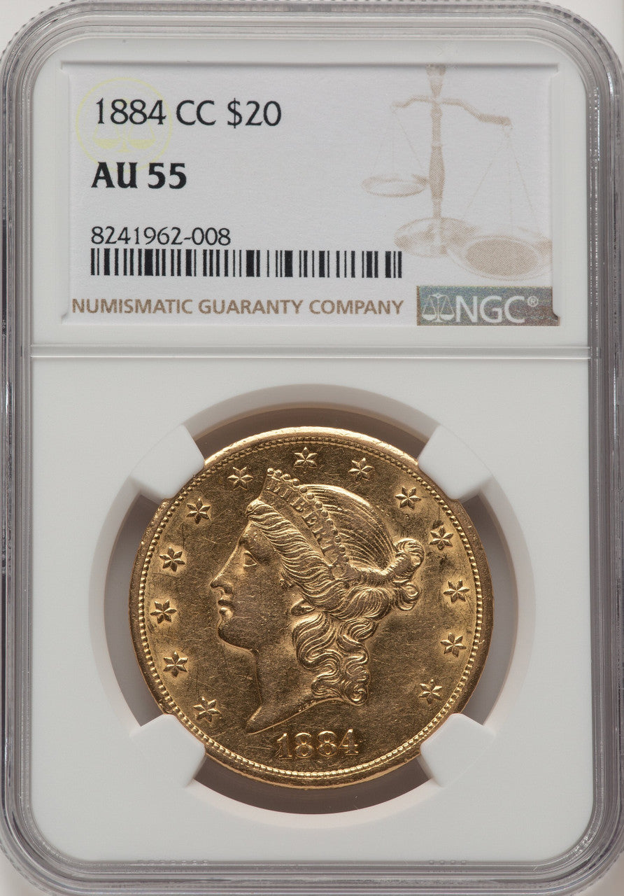 1884-CC $20 Liberty Double Eagle NGC AU55 (771925028)
