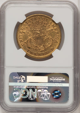 1871 $20 CAC Brown Label Liberty Double Eagle NGC AU50