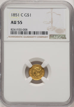 1851-C G$1 Gold Dollar NGC AU55