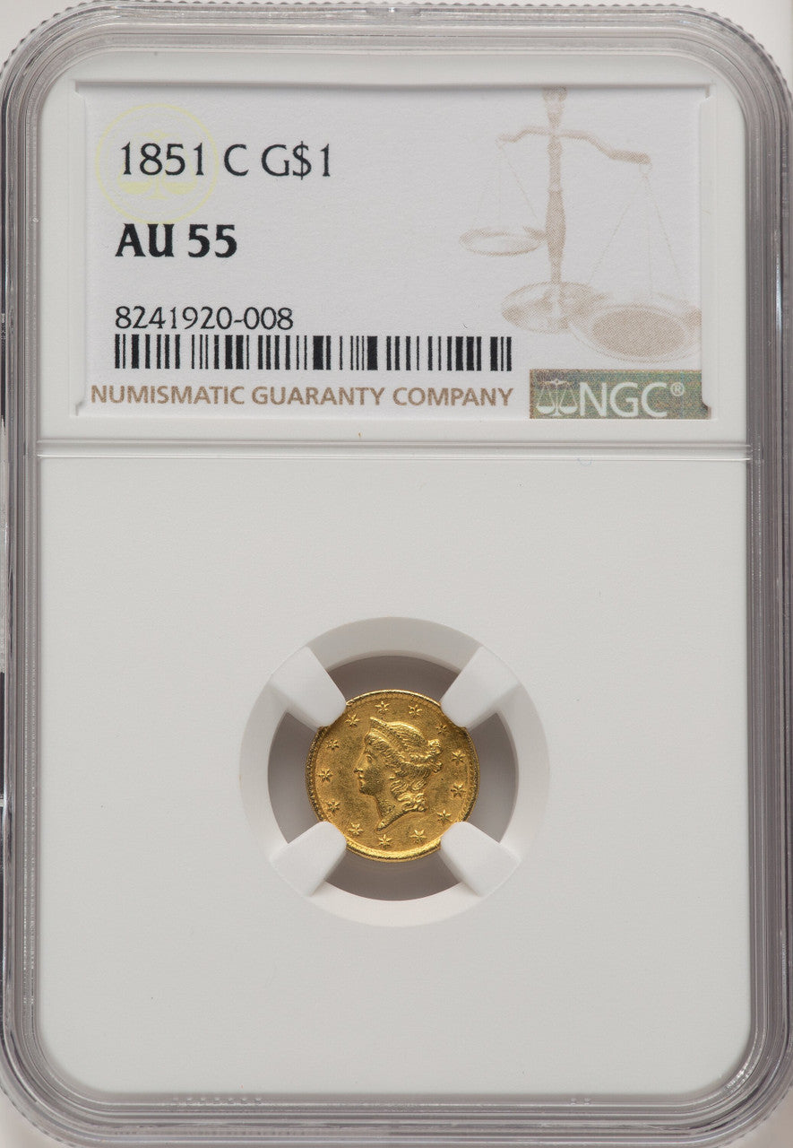 1851-C G$1 Gold Dollar NGC AU55
