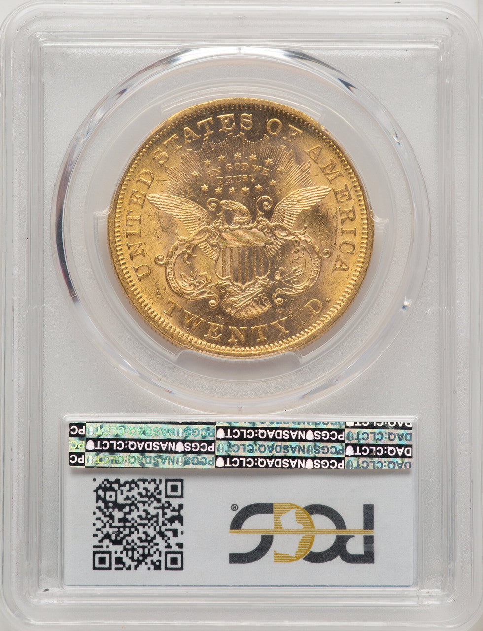 1867 $20 Liberty Double Eagle PCGS MS62