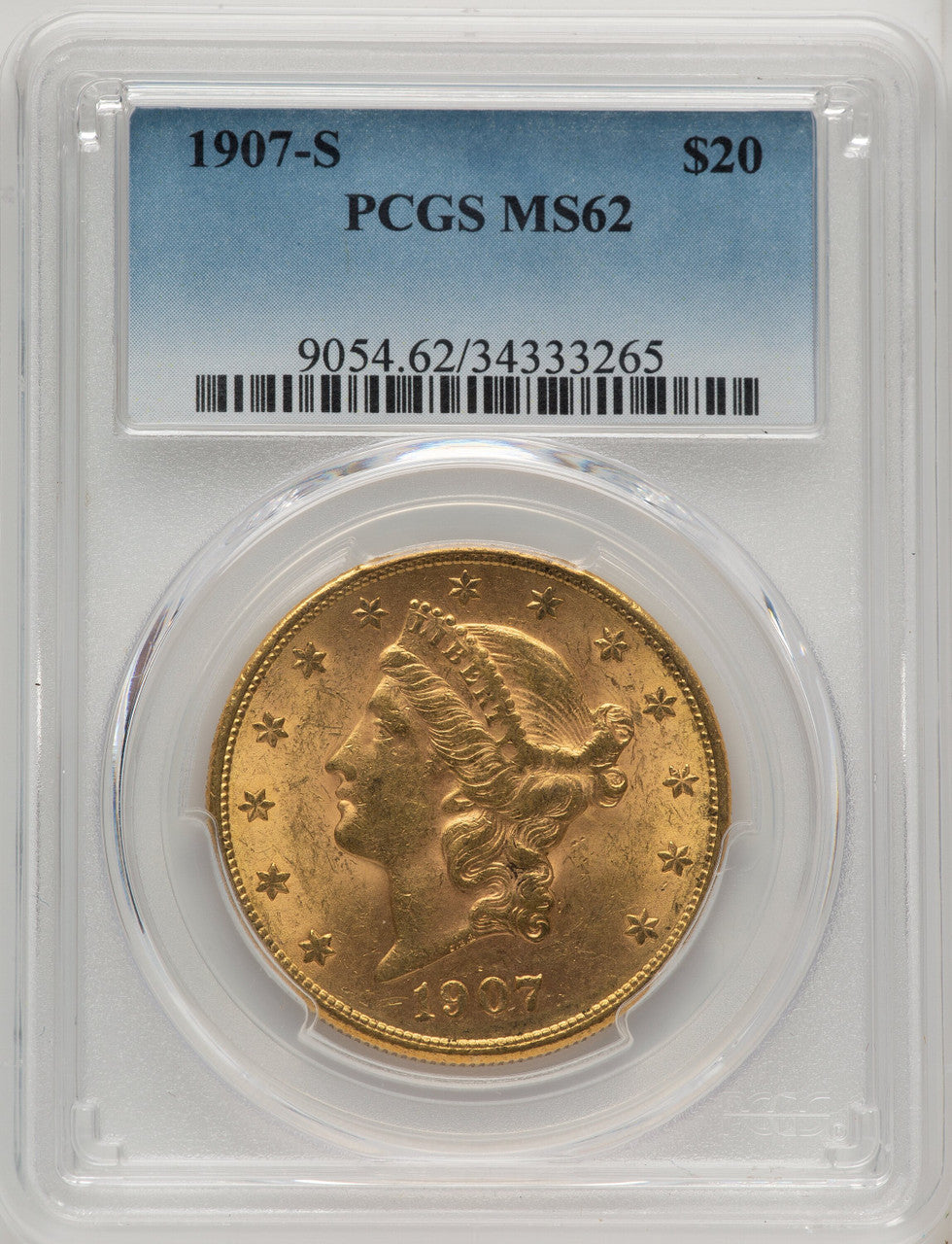 1907-S $20 Liberty Double Eagle PCGS MS62