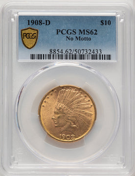 1908-D $10 NO MOTTO Indian Eagle PCGS MS62 (771085004)
