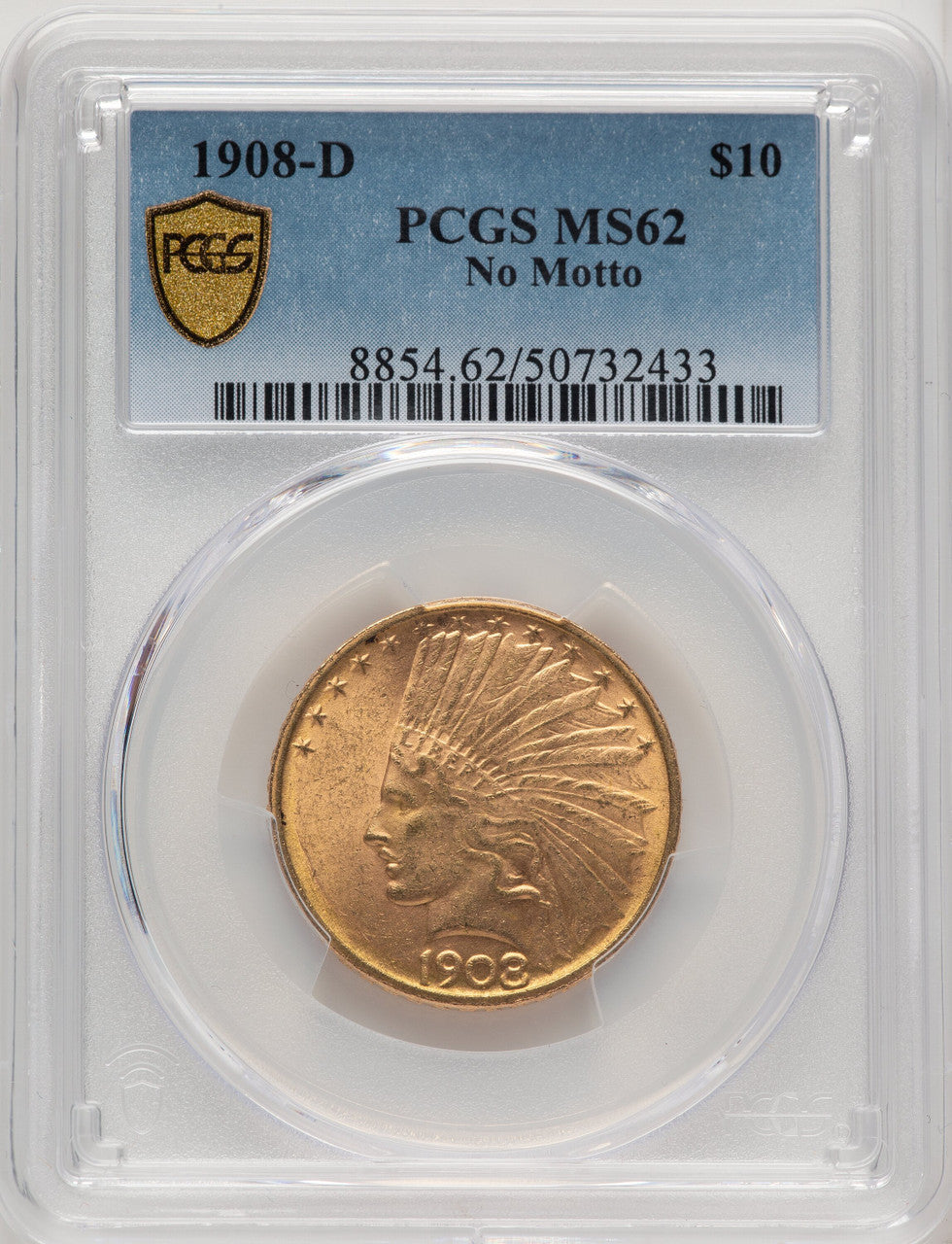 1908-D $10 NO MOTTO Indian Eagle PCGS MS62 (771085004)