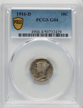 1916-D 10C Mercury Dime PCGS G4
