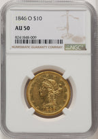 1846-O $10 Liberty Eagle NGC AU50