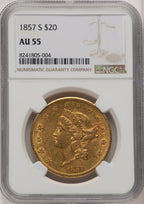 1857-S $20 Liberty Double Eagle NGC AU55 (572256003)