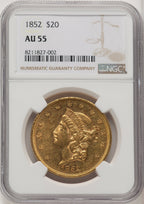 1852 $20 Liberty Double Eagle NGC AU55 (771939054)