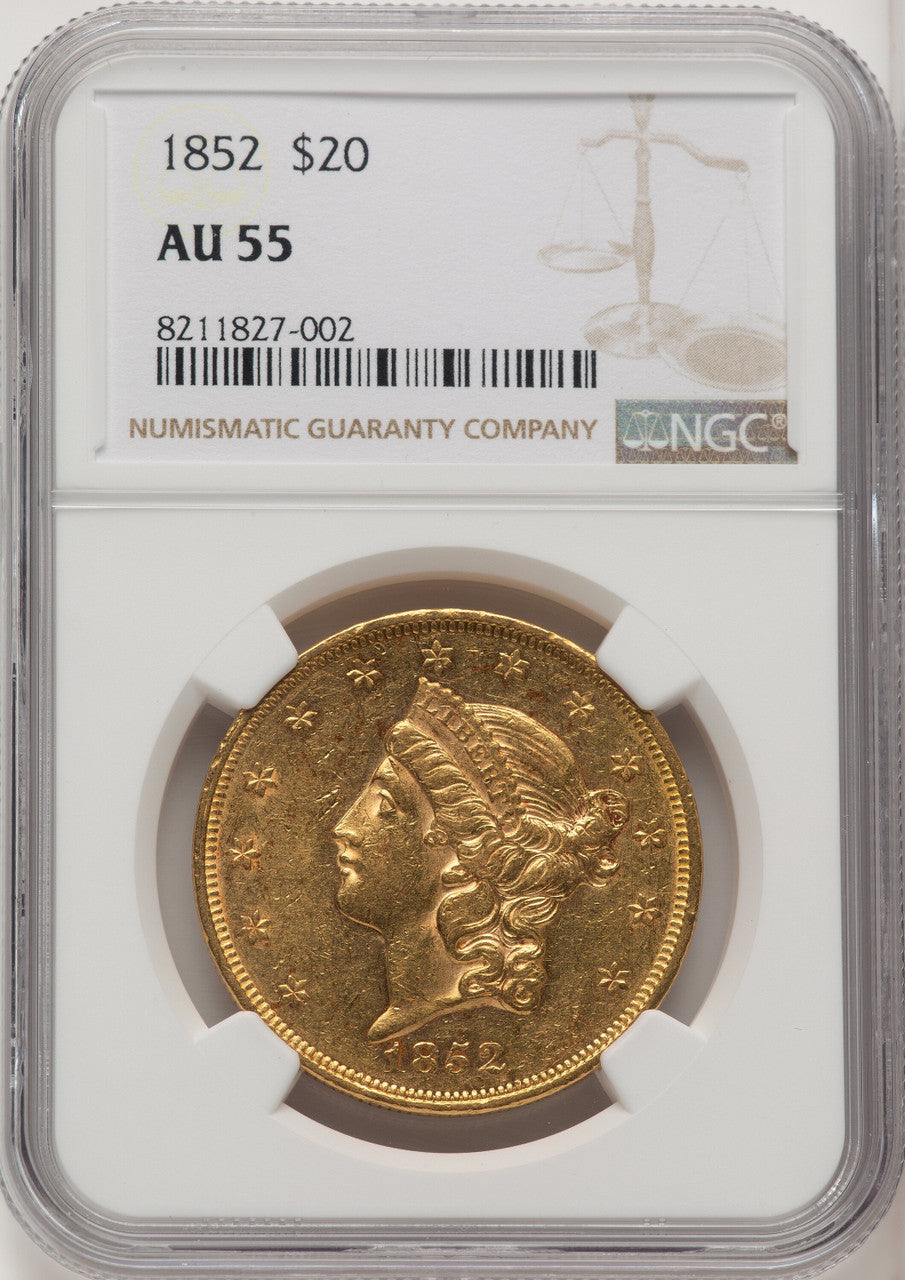 1852 $20 Liberty Double Eagle NGC AU55 (771939054)