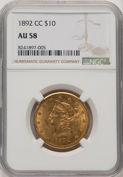 1892-CC $10 Liberty Eagle NGC AU58