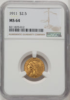 1911 $2.50 Indian Quarter Eagle NGC MS64 (772545005)