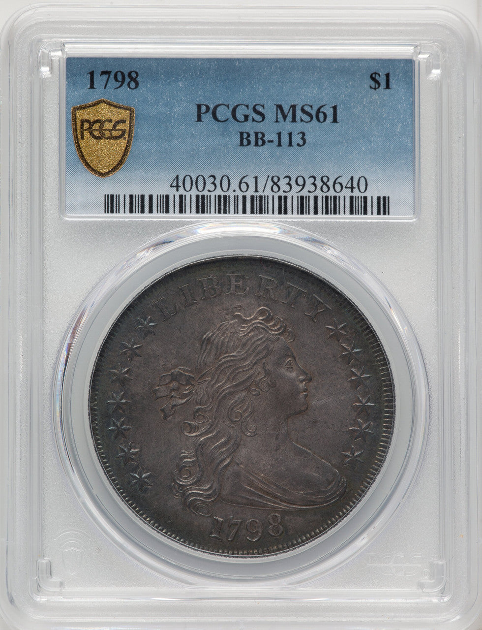 1798 $1 B-27 BB-113 Early Dollar PCGS MS61