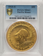 1915-S $50 ROUND Commemorative Gold PCGS MS63