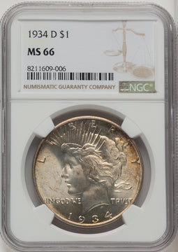 1934-D Peace Dollar NGC MS66