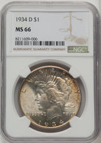 1934-D Peace Dollar NGC MS66