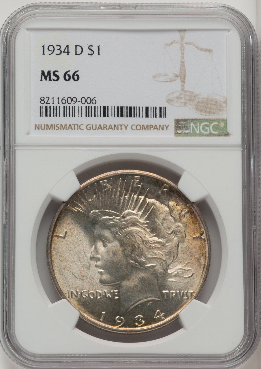 1934-D Peace Dollar NGC MS66