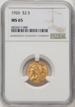 1926 $2.50 Indian Quarter Eagle NGC MS65 (772898007)
