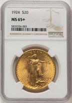 1924 $20 Saint Saint-Gaudens Double Eagle NGC MS65+ (773481133)