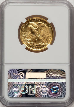2016-W 50C Walking Liberty 100th Anniversary Gold Centennial ER Miles Standish NGC MS70