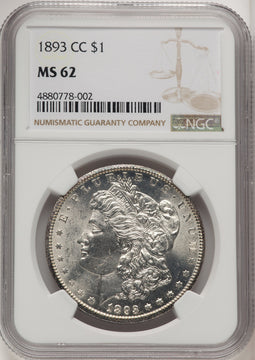 1893-CC Morgan Dollar NGC MS62 (773720027)