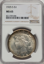 1925-S Peace Dollar NGC MS65