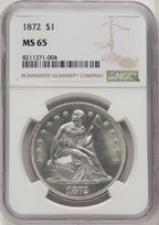 1872 Seated Dollar NGC MS65