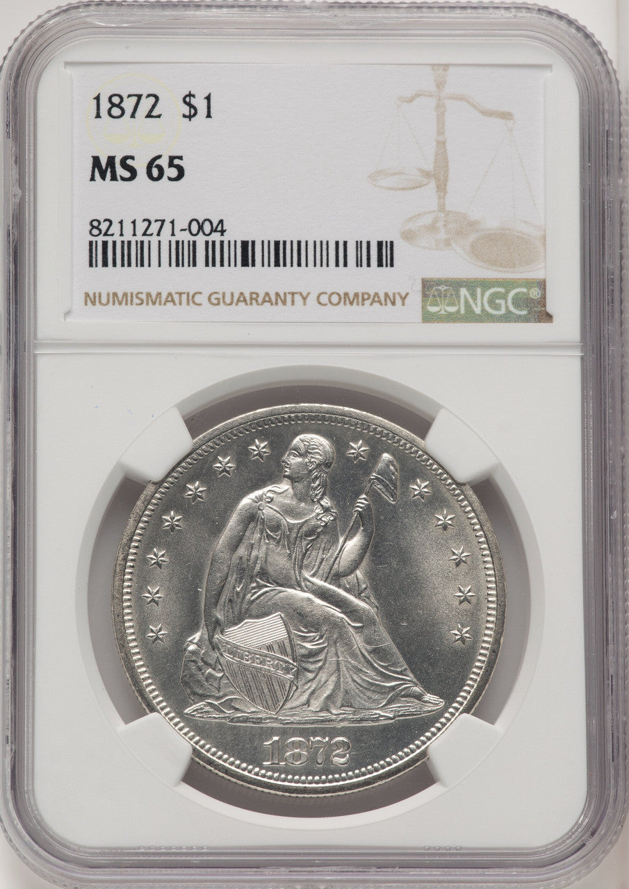 1872 Seated Dollar NGC MS65