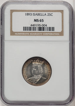 1893 25C Isabella Quarter Commemorative Silver NGC MS65 (773879002)