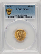 1914-D $2.50 Indian Quarter Eagle PCGS MS64 (773941002)