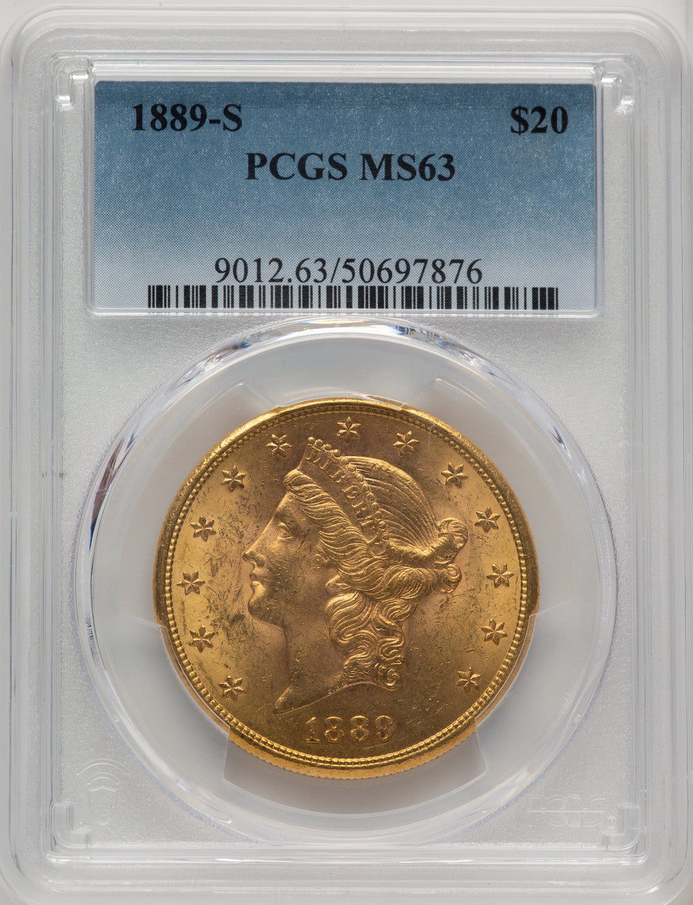 1889-S $20 Liberty Double Eagle PCGS MS63