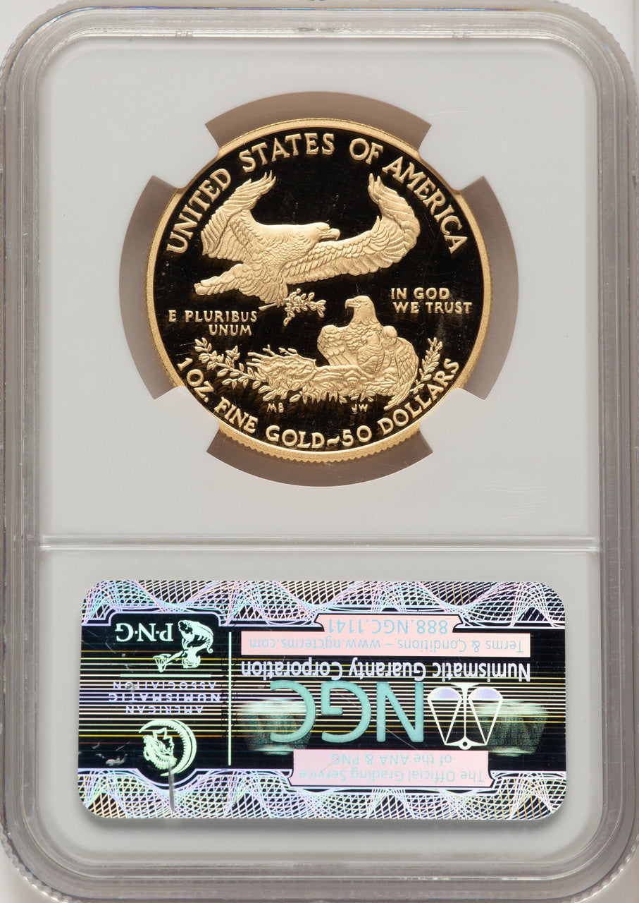 2010-W $50 One-Ounce Gold Eagle First Strike ER Blue NGC PF70 (520203093)