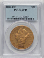 1889-CC $20 Liberty Double Eagle PCGS XF45 (507051029)