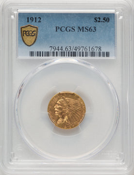1912 $2.50 Indian Quarter Eagle PCGS MS63 (507046003)