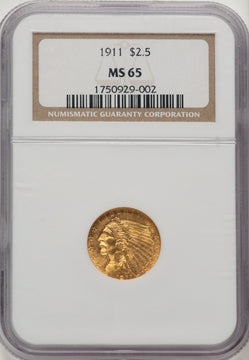 1911 $2.50 Indian Quarter Eagle NGC MS65