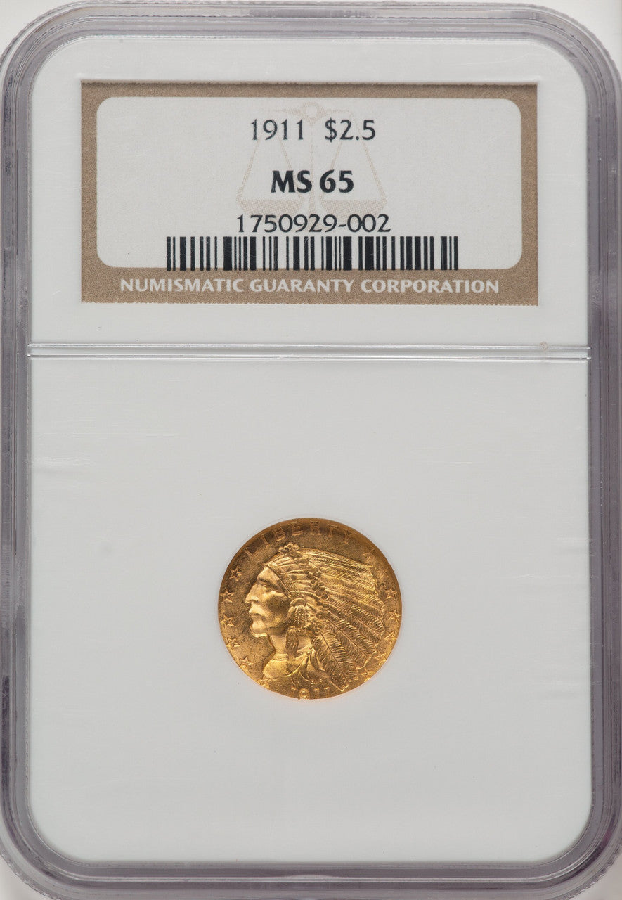 1911 $2.50 Indian Quarter Eagle NGC MS65