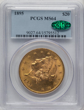 1895 $20 CAC Liberty Double Eagle PCGS MS64