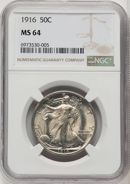 1916 50C Walking Liberty Half Dollar NGC MS64