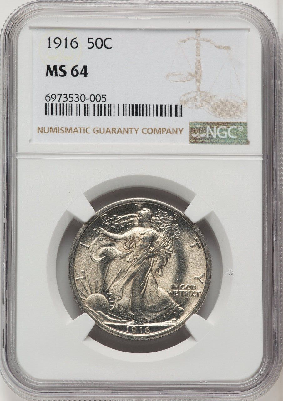1916 50C Walking Liberty Half Dollar NGC MS64