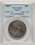 1818/7 50C Large 8 Bust Half Dollar PCGS XF40