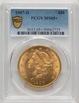 1907-D $20 Liberty Double Eagle PCGS MS65+