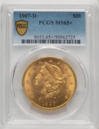 1907-D $20 Liberty Double Eagle PCGS MS65+