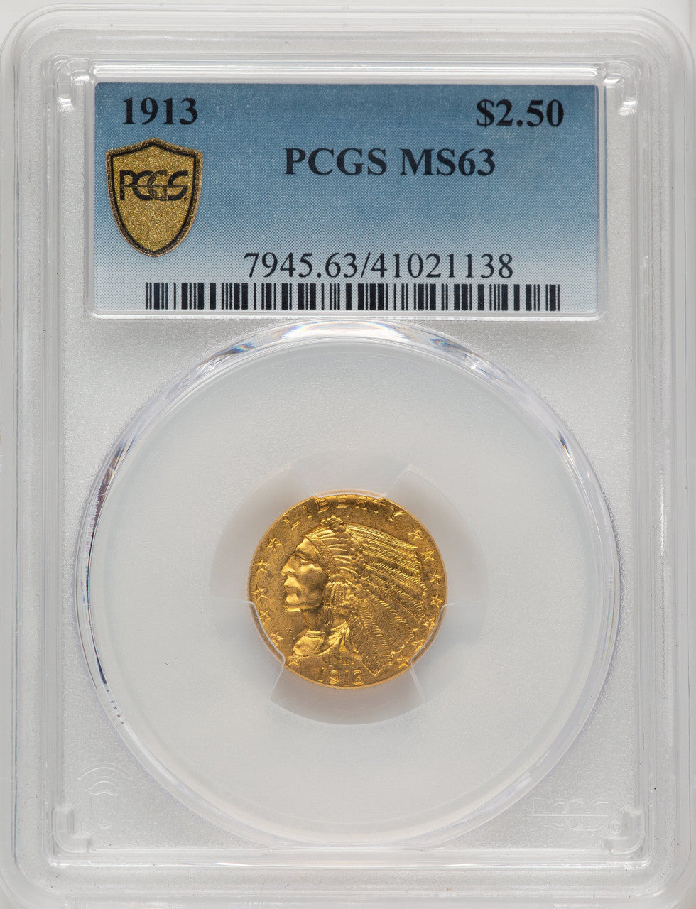1913 $2.50 Indian Quarter Eagle PCGS MS63 (773661005)