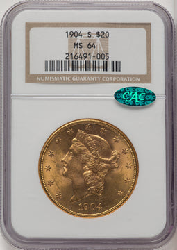 1904-S $20 CAC Liberty Double Eagle NGC MS64 (773696007)
