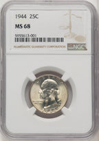 1944 25C Brown Label Washington Quarter NGC MS68