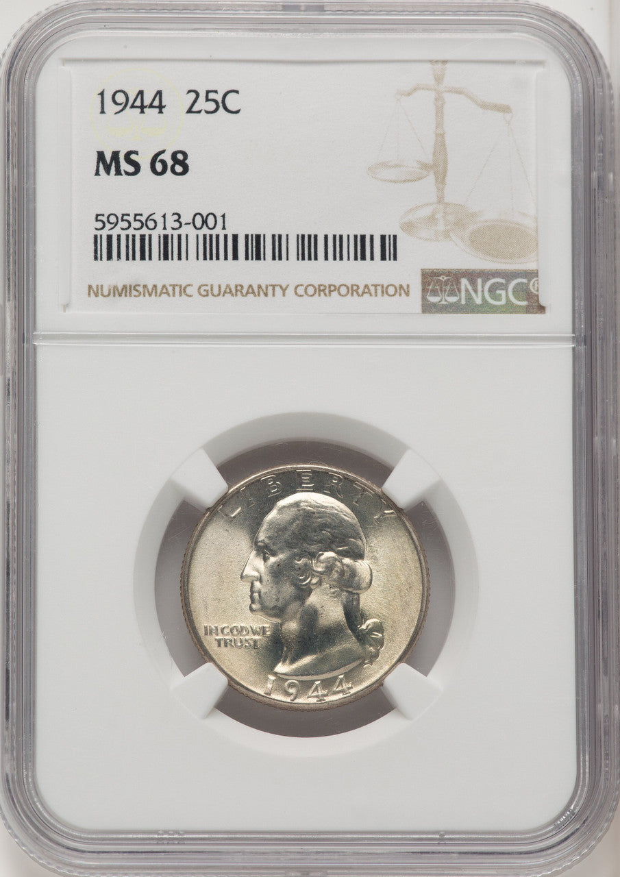 1944 25C Brown Label Washington Quarter NGC MS68