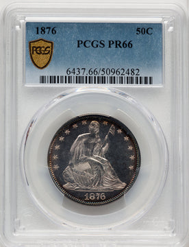1876 50C Proof Seated Half Dollar PCGS PR66